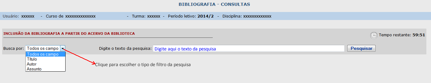 A página traz 2 opções de preenchimento: Bibliografia Básica e Complementar.