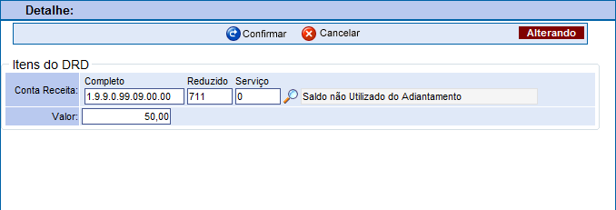 8) Informar a Conta Receita conforme Portaria SF n.º 151/2012 e o valor igual ao valor depositado. RECEITA DISCRIMINAÇÃO 1.9.1.9.99.01.0000 Multas e Juros Diversos - PMSP 1.9.2.2.99.01.0000 Restituições Diversas 1.