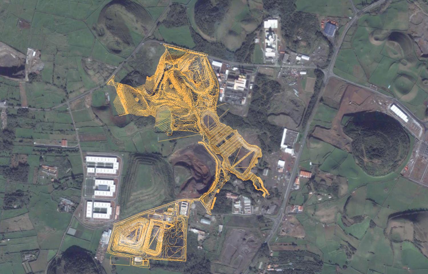 4 6 A 5 B C Legenda: 3 2 1 A - Célula de confinamento técnico de cinzas volantes inertizantes B - Célula de confinamento técnico de escórias C - Célula de confinamento técnico de resíduos urbanos 1