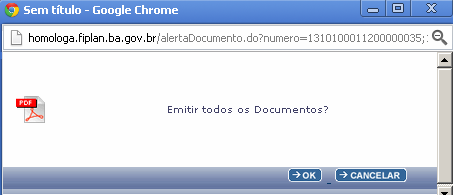 2) Opção EMITIR TODOS : caso o usuário deseje visualizar a relação de todos os PCF, deverá clicar na opção EMITIR