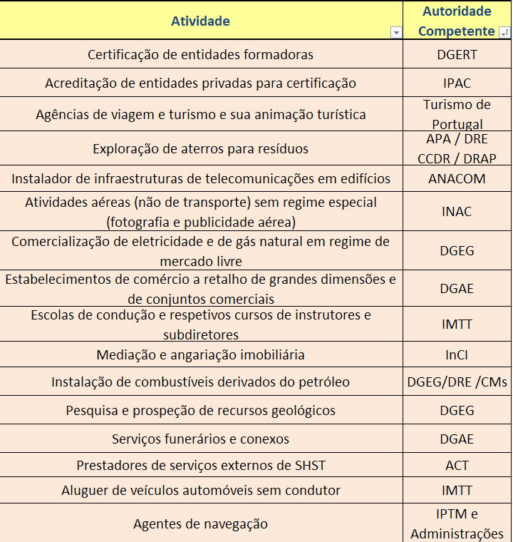 DIRETIVA DE SERVIÇOS Listagem exemplificativa