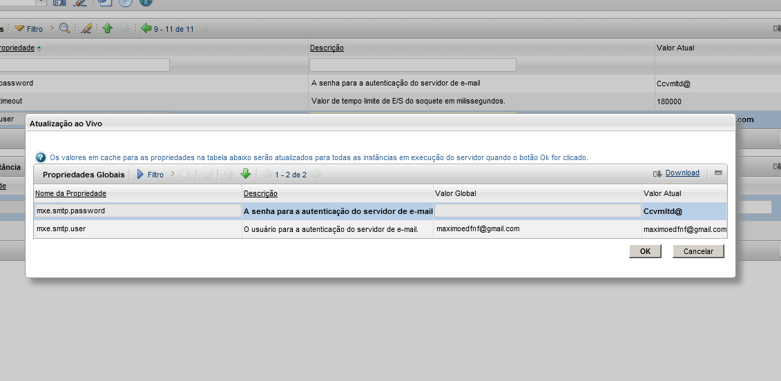 ID: 10265 Página 8 de 12 11. Agora selecione todas as linhas que você editou, e depois vá para o menu selecionar ação e selecione o item atualização ao vivo. 12. Vai abrir um pop-up e nele vai aparecer as linhas que você selecionou para serem atualizadas, click em OK para continuar.