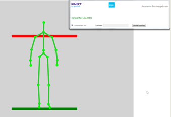 No passo 2 pode-se ver que, no exemplo, quando iniciada a calibragem o esqueleto está à frente da posição indicada, pois a altura atual do esqueleto é maior que a altura base indicada pelas barras.