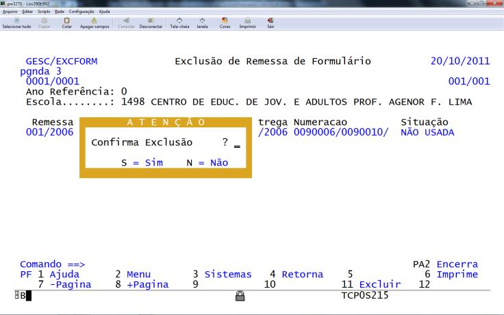 Código Escola CERTIFICADO DE CONCLUSÃO Informe o código da escola. Se não souber pressione ENTER. Na tela de ajuda, informe o código do município da escola e o nome ou parte do nome da escola.