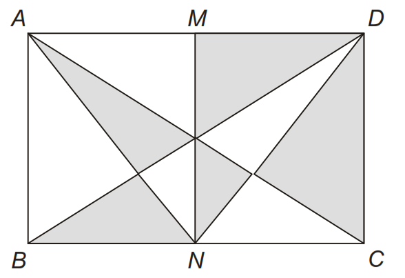 Redação Avaliação Seletiva 9º ano - 2013-2014 2 Questão 3 ( 2 pontos) No retângulo ABCD da figura, M e N são os pontos médios dos lados AD e BC.