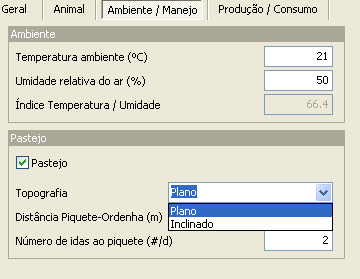 Pasta Ambiente/Manejo Ambiente a. Temperatura Ambiente C: Informe a temperatura ambiente média do local onde as vacas se encontram.