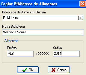 6.4 Copiando Biblioteca de Alimentos Para copiar uma Biblioteca de Alimentos, siga os passos abaixo: 1 - Selecione no menu principal Cadastro / Copiar Biblioteca de Alimentos.