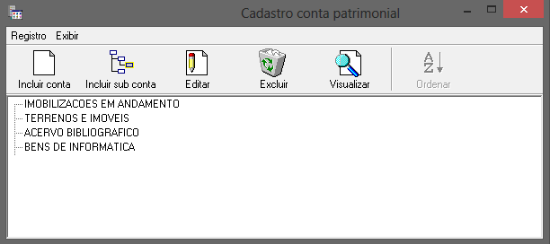 2. Conta Patrimonial - PAT_CadContaPatrimonial.dll Permite o cadastro da conta ou subconta patrimonial do bem.