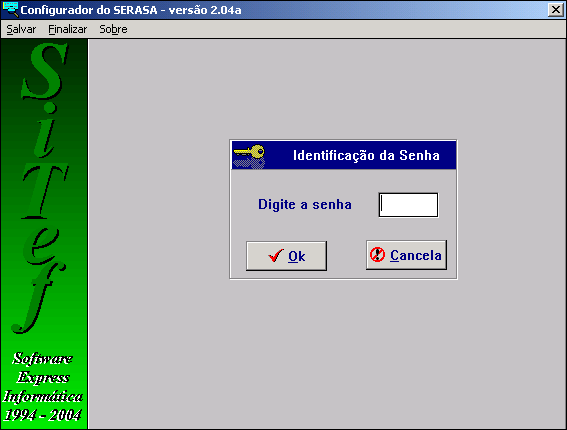 3.4. Configurador Serasa Este utilitário permite configurar dados cadastrais do lojista fornecidos pelo Serasa, quando da contratação do serviço.