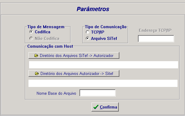 4.0.1. Procedimento para configurar a Carga de Tabelas para a Visanet. 12. No diretório \SiTef\Config\: Editar o arquivo sitefcfg.