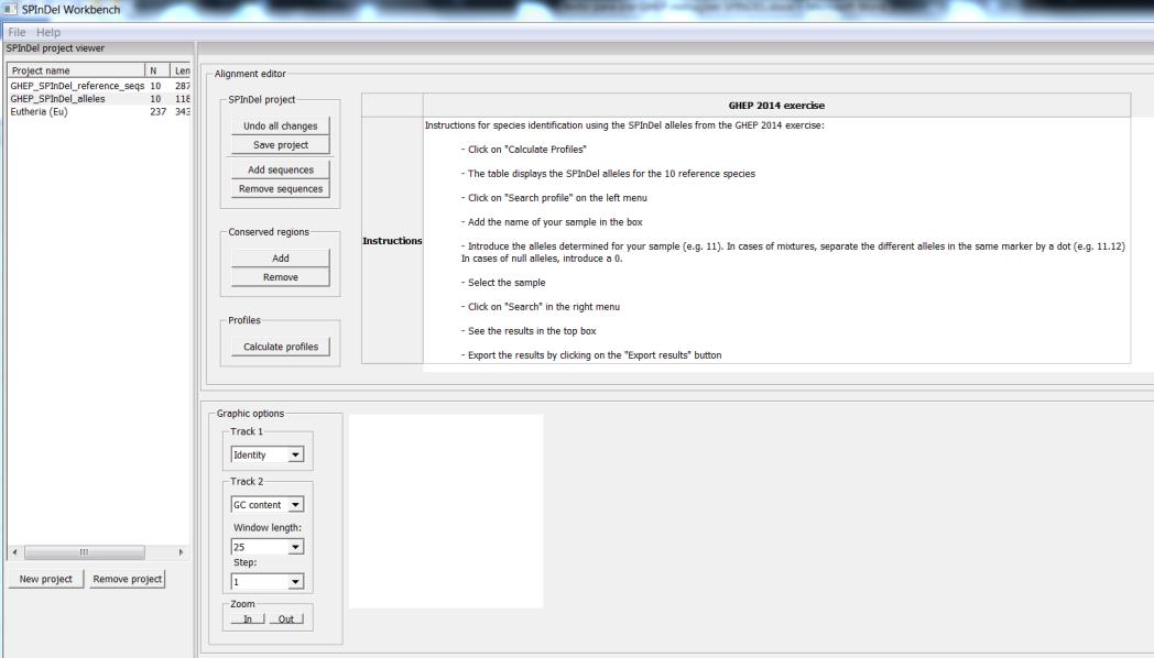 - Na SPInDel Workbench, seleccione o projecto GHEP_SPInDel_alleles e