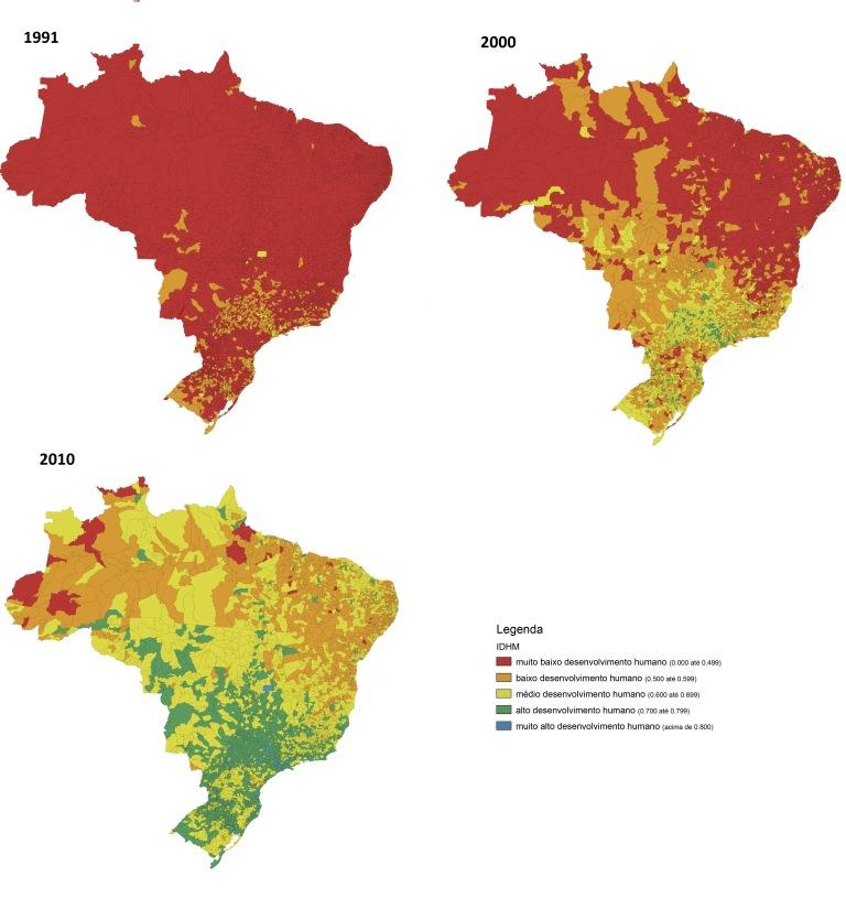 Índice de Desenvolvimento Humano dos municípios (IDH-M) Brasil 1991/2010 Considerações sobre o IDH-M 1) Avanços significativos nas