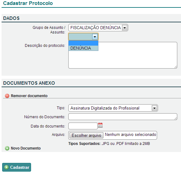 Solicitação de Segunda Via de