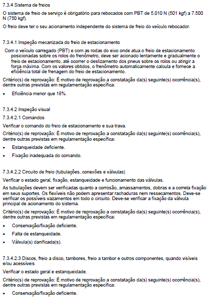 Anexo II: RTQ 25 - Inspeção de veículos rodoviários