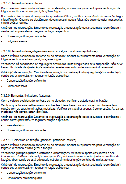 Anexo II: RTQ 25 - Inspeção de veículos rodoviários