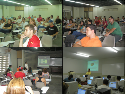 Durante os cursos de extensão em Bioinformática (Fig.