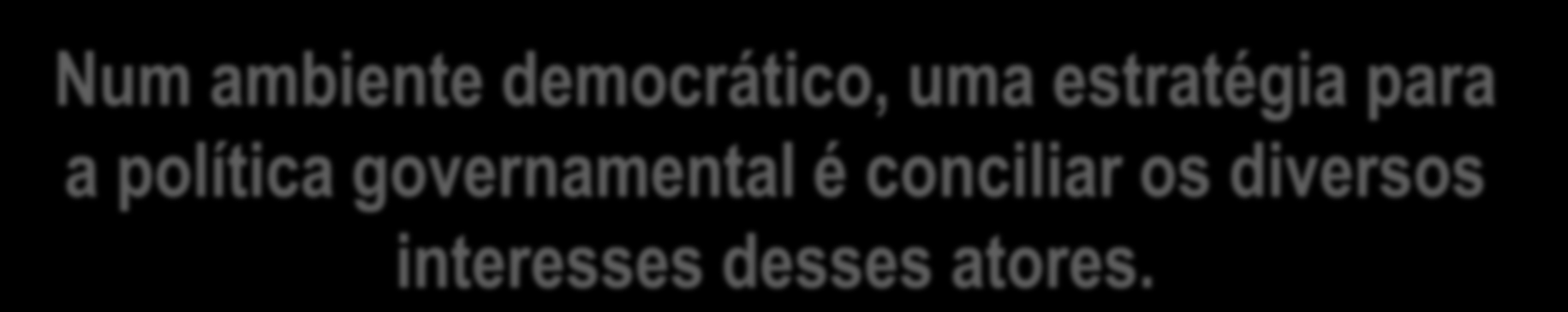 Indústria Política Governamental: Conceito É a expressão do Governo em face dos problemas e dos diferentes atores da sociedade e suas demandas.