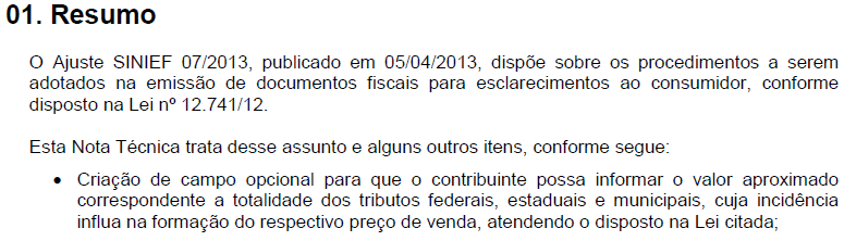 Nota Técnica 2013/003 Lei da Transparência dos