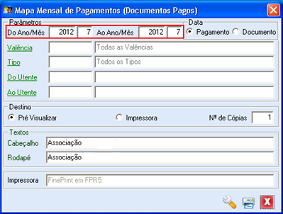 7.6. Mapa Mensal Pagamentos No Mapa Mensal de Pagamentos ( Movimentos-> Pagamentos-> Mapa Mensal Pagamentos ) o campo valor apresentado corresponde ao total pago dos documentos, que foram totalmente