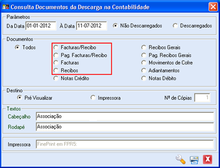 13. Descargas 13.1. Descargas para WinCTB A partir da versão Silver, no âmbito da introdução do conceito de Fatura, foram adicionados dois novos tipos de documentos passiveis de serem descarregados