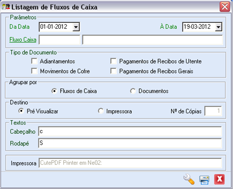 1.5 Listagem de Fluxos de Caixa Foi criado um novo mapa Fluxos de Caixa que tira uma listagem de Fluxos de Caixa.