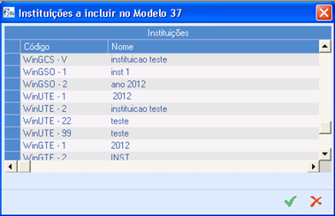 Após escolha das Instituições estas são carregadas para grelha principal, com o somatório dos valores correspondente a cada NIF, de um determinado Ano. Carregando no botão é criado o ficheiro XML.