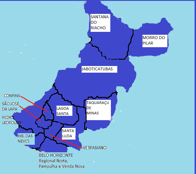 A figura 15 apresenta o mapa e os municípios atendidos pela SRE Metropolitana C.