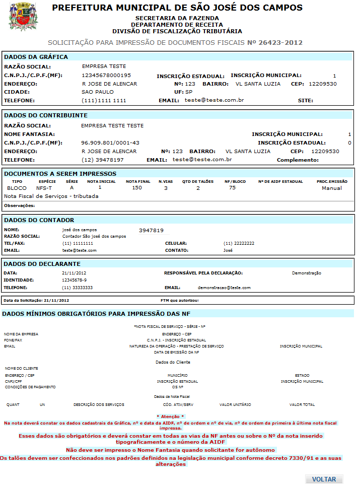 * Modelo da solicitação de AIDF para utilização