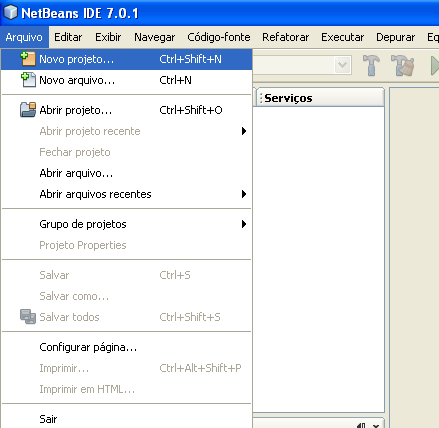 Novo projeto com NetBeans A partir de hoje, vamos trabalhar com projetos no NetBeans Abra o