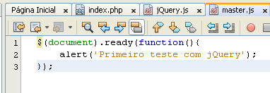 Hello World com jquery Quando trabalhamos com JavaScript para selecionar elementos HTML, precisamos executar as chamadas para
