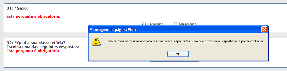 Dada a resposta a estas 6 questões, o respondente escolhia o botão para aceder às perguntas do 2º grupo.