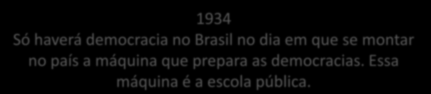 Os educadores da década de 1930 Fortalecer a formação de professores era um ideal dos que assinaram o Manifesto dos Pioneiros; era identificação da escola