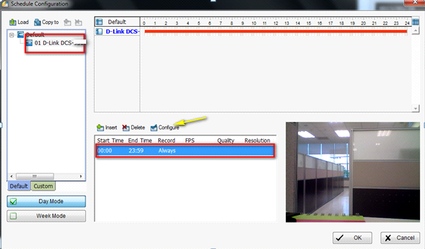 15- Como configuro a detecção de movimento e gravação no D-ViewCam? Etapa 1: Abra o D-ViewCam e clique no ícone de Schedule Configuration (Configuração de programação).