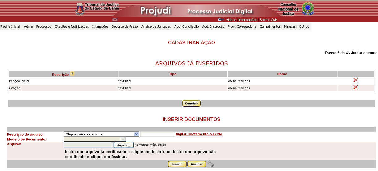 Caso contrario, clique em: 'Digitar Diretamente o Texto', o sistema será direcionado a uma tela para compor o documento desejado.