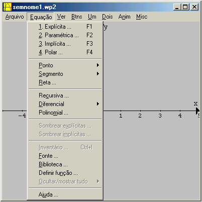 Clique no botão para introduzir uma equação nova. Na janela (semnome1.