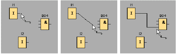 Conectando blocos Os blocos individuais devem estar conectados uns aos outros para completar o circuito. Para isso, selecione o símbolo para conexão de bloco na barra de ferramenta "Tools".