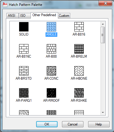 Custom pattern - Utiliza um arquivo de extensão. Pat do AutoCAD que contem matrizes de hachuras. Scale Escala utilizada pelo comando HATCH, que define a densidade do tipo de hachura.
