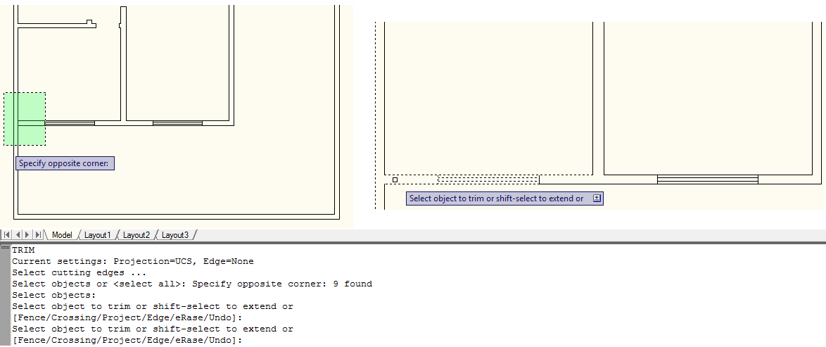 18.4. TRIM Acesso MODIFY > Trim Modo Simplificado: TR (via Teclado) O TRIM uma das ferramentas muito utilizada no AutoCAD.