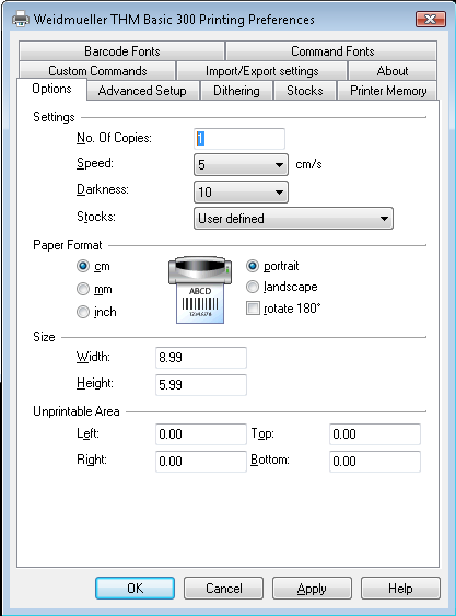 E escolha Printing Preferences e Options : Altere estas definições