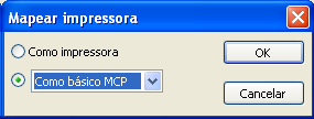 8. Escolha o ícone Imprimir no menu Ficheiro. A janela de impresso abre-se. Seleccione impressora MCP Basic ou Texto Genérico apenas e depois clique no botão Mapa. 9. A janela Mapa aparece.