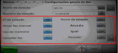 o Complete as demais opções conforme segue exemplo abaixo. (Figura 52); ID da estação: Nome da estação. Ativar Fax Manual: Ativado.