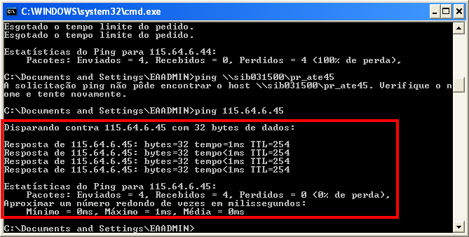 Figura 108 o Teste de Ping realizado com sucesso (Figura 109). Figura 109 12. INSTALAÇÃO DAS APLICAÇÕES DE DIGITALIZAÇÃO NA REDE DE AGENCIAS OBS.