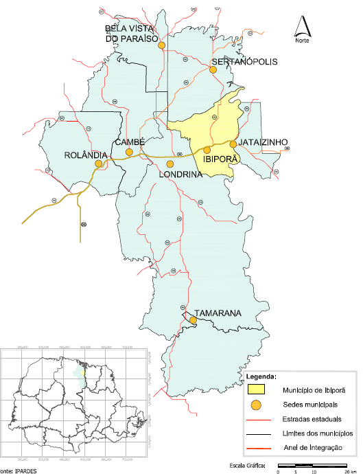 Figura 1. Localização do município de Ibiporã na Região Metropolitana de Londrina. Fonte: Plano Diretor Municipal - 2008 (PDM)/IPARDES.