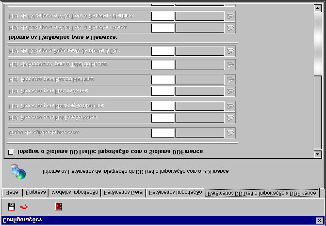 Quando marcada a opção de Integrar o Sistema DDTraffic Importação com o Sistema DDFinance, automaticamente as opções abaixo que estão ocultas (Cinza) serão habilitadas, deverá ser