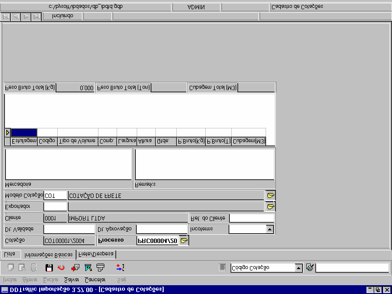 Estufagem Tipo de volume, LCL, FCL ou BB. Código Tipo de Volume, ( Caixa de Papelão, Container ou outros) Comp.