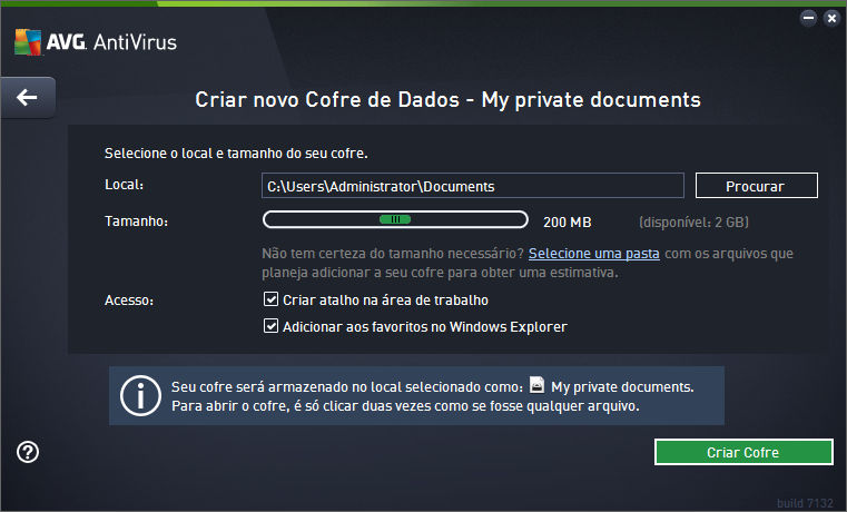 família, pode ser melhor incluir seu nome, além de uma indicação do conteúdo do cofre, por exemplo, Emails do papai.