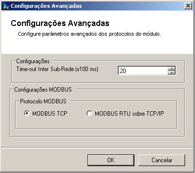 3. Configuração Habilitando o checkbox do PROTOCOLO MODBUS, a seção com o botão MODBUS SERVIDOR.