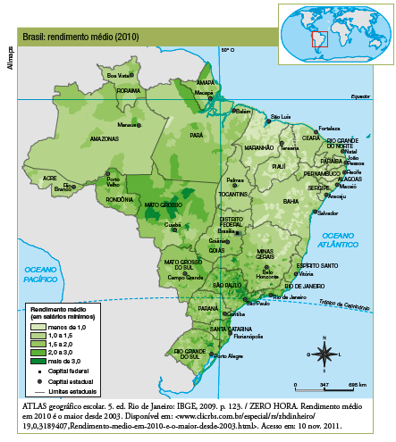 Allmaps Distribuição de renda O rendimento médio da população brasileira varia bastante de