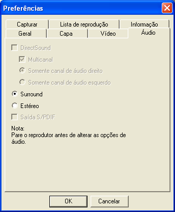 Reprodutor de DVD GUIA DO USUÁRIO DO ULEAD DVD PLAYER 11 Áudio As opções de áudio aqui dependem do hardware instalado em seu computador e do tipo do disco.