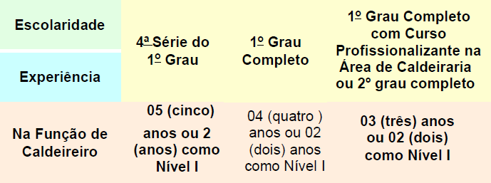 REQUISITOS DE EXPERIÊNCIA NA